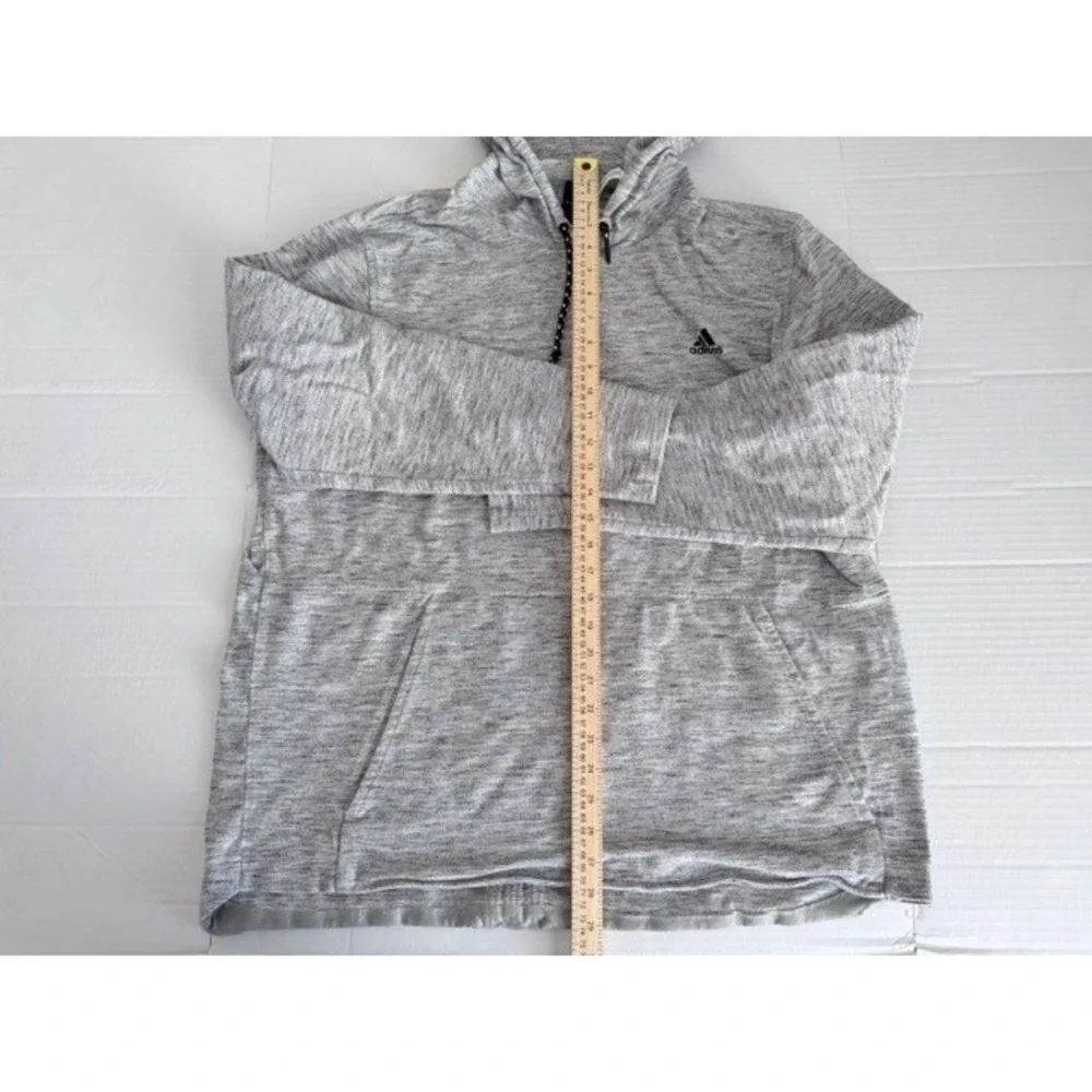 Adidas Mens 2XL Grey Space Dye Heathered Pullover Hoodie Kangaroo Pocket Logo